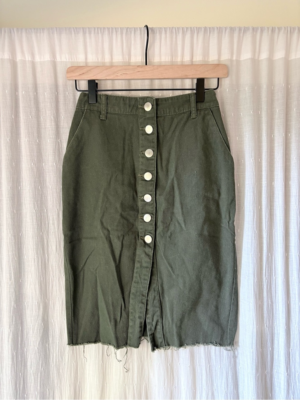 Forever 21 Olive Green Button-Front Pencil Skirt